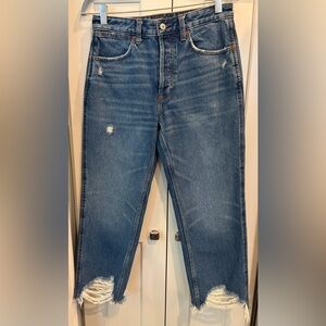 Abercrombie & Fitch Distressed Annie High-Rise Ankle Straight Leg Jeans